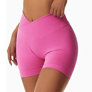 2024 pantalones cortos de gimnasio para mujer, pantalones cortos de motorista de cintura alta con diseño cruzado en V, ropa de Yoga transpirable, efecto de levantamiento de glúteos - Product Image 4