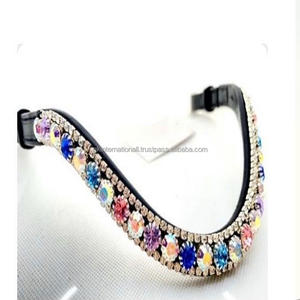 ห่วงโซ่โลหะคริสตัลสีชมพูและสีขาวไข่มุก3แถวทำจากหนังม้าสีดำและคริสตัลตามสั่งได้ทุกขนาด - Product Image 6