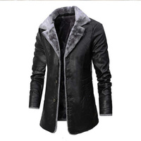 Veste longue en cuir PU XOZEWEAR pour l'hiver, écologique, imperméable, streetwear, décontractée, manteau professionnel, vêtement d'extérieur chaud avec poches