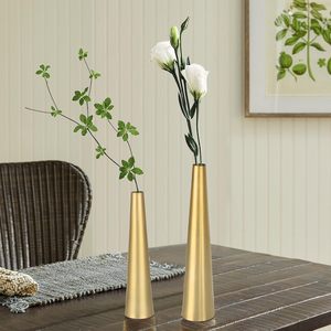 Florero Vintage de Latón para Mesa de Boda, Centros de Mesa Decorativos PARA EL Hogar, Floreros de Metal Dorado Brillante Pulido - Product Image 3