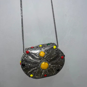 Exclusive Designer Handcrafted Crystal & Metal Evening <b>Clutch</b> And Stone with Exquisite Detailing Luxurious Accessory for Women - Product Image 3
