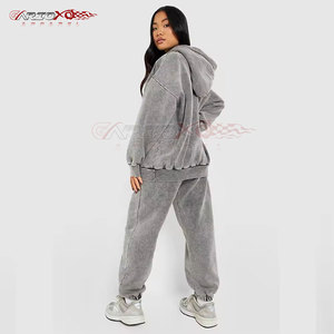 Survêtement vintage délavé à l'acide pour femmes avec pull délavé et joggers ajustés Streetwear Survêtement délavé à l'acide pour femmes - Product Image 2