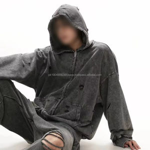   Sudadera con capucha y cremallera desgastada para hombre, estilo retro americano, holgada, de tendencia, versátil, estilo pareja, ODM, Colección Otoño Invierno 2026 - Product Image 1