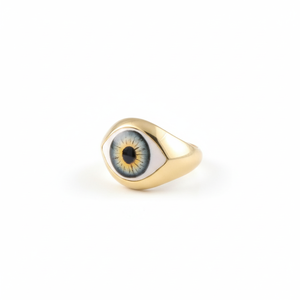 Anillo de Compromiso Clásico de Plata de Ley 925 Chapado en Oro para Mujer, con Esmalte en Forma de Ojo, para Regalo de Boda, Sin Níquel ni Plomo - Product Image 1