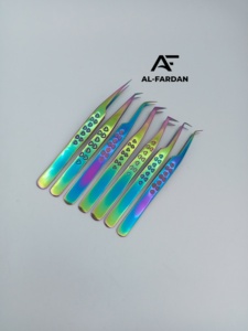 Pince à cils à pointe en fibre, motif cœur, en acier inoxydable massif, multicolore arc-en-ciel, droite et pointue, pour isolation des cils - Product Image 3