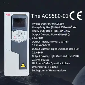 ประสิทธิภาพสูง ABB 580 VFD Controller 0.75KW-500KW 380V AC ความถี่ตัวแปรไดรฟ์สามเฟสแปลงความถี่