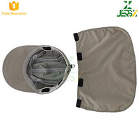 Topi Matahari Katun Bergaris Pelindung UV Lipat Uniseks, Penutup Leher Dapat Dilepas, Ringan, Bernapas, untuk Perjalanan, Bersepeda, Santai di Luar Ruangan