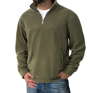 Sweat-shirt à capuche sport pour homme, collection automne-hiver, grande taille, décontracté, pull-over, demi-zip, motif à pois, col rond, en polaire tricotée - Product Image 1