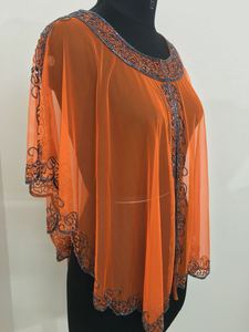 Collection Automne-Hiver 2025 : Poncho court en filet perlé chic et charmant, broderie main, grande taille, style scintillant, cache-maillot de plage - Product Image 3