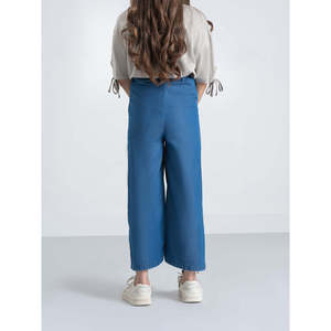 Pantalon Palazzo en Jean Taille Haute à Coupe Droite et Jambes Larges à Motifs Floraux pour Femme, OEM ODM, en Toile Respirante, Collection Printemps, Vente en Gros - Product Image 4