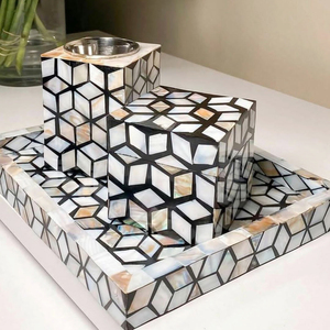 Royal Bakhoor Burner High Demand <b>Bone</b> & Mother of Pearl MOP Inlay Medkhan Mabkhara & Mubkhar with Resin Box & Tray High Selling - Product Image 6
