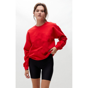 Sweatshirts en coton rouge brodés personnalisés de haute qualité pour femmes chemises d'hiver de style décontracté-longueur régulière - Product Image 4