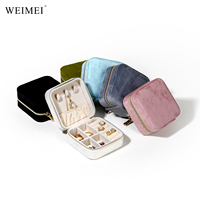 WEIMEI Logo personnalisé petit emballage de bijoux de voyage organisateur boîtes bague boucle d'oreille collier stockage velours boîte à bijoux