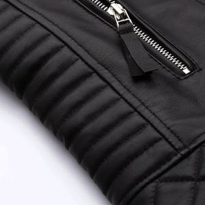 Vêtements Vêtements Saison d'hiver Veste en cuir de motard grande taille Designer logo personnalisé Vente en gros Veste en cuir vierge de couleur pure - Product Image 4