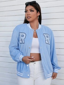 Veste de baseball en laine pour femme, hiver 2026, manches en cuir d'agneau véritable, veste de baseball personnalisée - Product Image 3