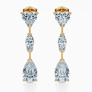 ต่างหูเพชรหยดทองคําขาว 14k จากห้องปฏิบัติการเป็นมิตรกับสิ่งแวดล้อมโดยมนุษย์ผลิตไม่ผ่านการรับรองด้วยสี VS ความชัดเจน F โดยตรงจากอินเดีย - Product Image 1