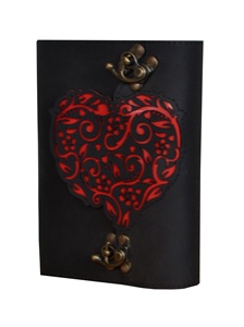 Journal vintage en cuir véritable noir relié Antique fait à la main coupe travail coeur livre des ombres fait à la main sans doublure coton papiers journal intime - Product Image 2