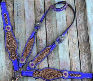 Western Show Headstall & Breast Collar Set Premium Cowhide Lightweight Trending Designs Seasonal Horse Equipment Tack - Product Image 2