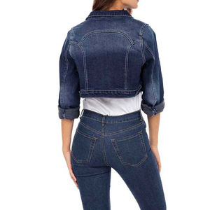 Veste en jean en coton de haute qualité, vêtements pour femmes, décontractée, couleur unie, poches, vestes en jean pour femmes, style automne, haute qualité - Product Image 5