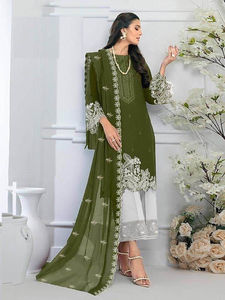 El último diseñador indio y pakistaní traje de seda Fox Georgette con trabajo bordado pesado Venta en línea - Product Image 4