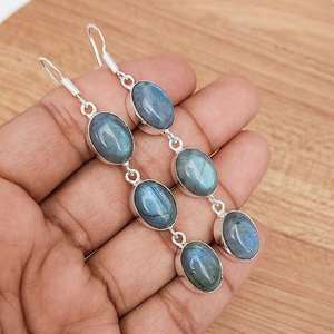 Pendientes de Labradorita Multicolor con Plata 925, Pendientes Colgantes Hechos a Mano, Joyería Boho de Cristal, Regalo para Ella - Product Image 6