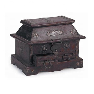 High Quality Wooden Treasure <b>Chest</b> Jewelry Box Indian Handicraft Decorative Locking <b>Storage</b> Rings <b>Wood</b> Craft Gift Item Home - Product Image 2
