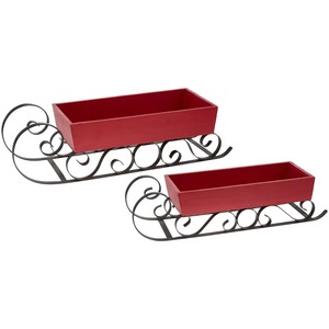 Vente en gros personnalisé haute qualité couleur rouge Noël Père Noël traîneau métal traîneau décoration intérieur ensemble de dessus de table - Product Image 1
