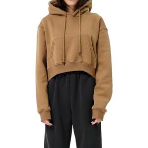 เสื้อครอปมีฮู้ดสำหรับผู้หญิงผ้าฝ้ายเทอร์รี่มีฮู้ดปรับแต่งได้เสื้อผ้าแนวสตรีทพลัสไซส์ - Product Image 1