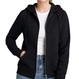 Sweat-shirt à capuche zippé unisexe en molleton de coton/éponge française respirant et à séchage rapide, coupe régulière, thermique, pour l'hiver - Product Image 1