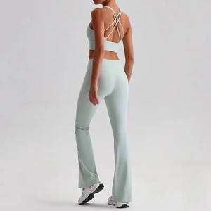 Ensemble de yoga recyclé personnalisé en gros pour femmes, taille plus, manches longues, ensemble de fitness 2 pièces, design uni de haute qualité - Product Image 6