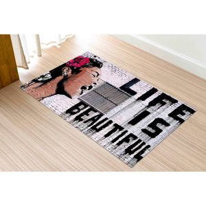 Tapis imprimé Life Is Beautiful : design artistique Banksy, décoration de luxe pour la maison, tapis à poils doux - Product Image 4
