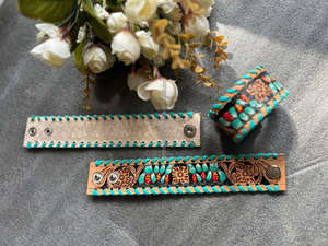 Nueva llegada Venta caliente occidental elegante hecho a mano pintado cuero mecanizado mano brazalete pulseras Unisex uso diario accesorio de moda - Product Image 6