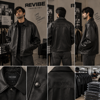 Veste décontractée en cuir véritable de vache noir surdimensionnée pour homme, style streetwear, avec logo frontal, fabrication OEM personnalisée