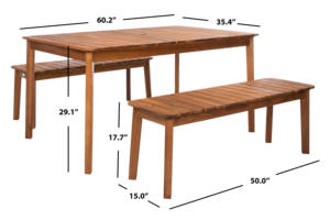 Ensemble de table et bancs de jardin en teck massif Dominic, finition naturelle, pour hôtel, parc ou hall extérieur - Product Image 6