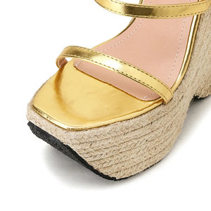Sandalias de cuña de moda con punta abierta, tacón alto, plataforma, estilo jelly, con cordones, plantilla de cuero genuino suave y transpirable para primavera y verano - Product Image 6