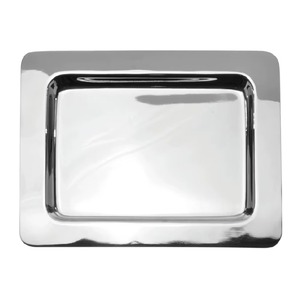 Tazón de acero de diseño asimétrico con curvas metálicas, acabado brillante en plata metálica, ideal para servir. - Product Image 2