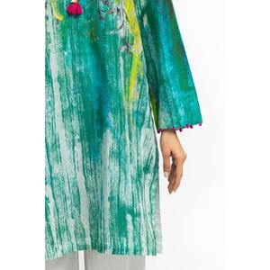 Élégant ensemble 3 pièces vert imprimé pour femme, longueur genou, orné de diamants, design tendance grande taille, idéal pour le bureau ou les dîners, disponible du XS - Product Image 1