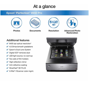 Cho máy quét ảnh phẳng Epson Perfection V850 Pro 6400x9600 dpi và hệ thống ống kính kép 4.0 DMAX - Product Image 3