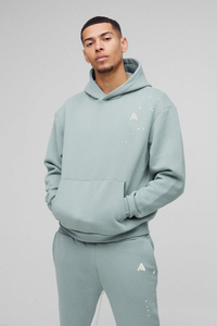 Conjunto de Sudadera con Capucha y Pantalones Deportivos Unisex para Hombre, Lavado Ácido, Forro Polar Transpirable, Cintura Elástica, Ropa Deportiva Urbana de Otoño, 100% Algodón - Product Image 3