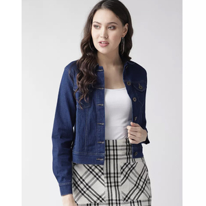 Veste en jean pour femmes 2025, qualité supérieure, vente en gros, boutonnée, délavée, courte, vestes en jean pour femmes, service OEM - Product Image 1