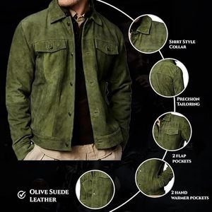 New Design of 2025 Custom Shirt Collar Stylish Distressed Contrast Stitching Vintage Leather <b>Jacket</b> for <b>Men</b> - Product Image 5