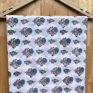 Tela de estampado de bloque de Jaipur Floral moderno de algodón suave hecho a mano indio, <span class=keywords><strong>Material</strong></span> de vestido de estampado de bloque, tela de algodón indio - Product Image 1