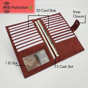 Cartera de hombre larga con cierre de botón a presión de tendencia OEM de alta calidad duradera de cuero genuino logotipo personalizado precio al por mayor - Product Image 3