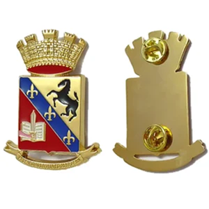 Alfiler de níquel de latón personalizado con embrague, alfileres de solapa pulidos de esmalte suave duro con logotipo personalizado para cordón de hombro Aiguillette - Product Image 2