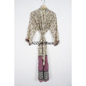 Unique Handmade Vintage Japanese Silk Kimono <b>Robe</b> <b>Women</b> Bohemian Luxury Soft Breathable V-neck Drawstring Closure Long Summer - Product Image 6