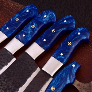 Juego de cuchillos de Chef de cocina personalizados de alta calidad, 5 uds., hoja de acero inoxidable de Damasco con mango epoxi para tallar y cortar - Product Image 2