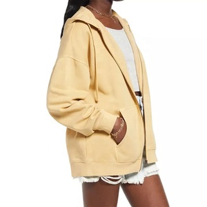Sudadera con capucha para mujer, de algodón, y cordón con cremallera frontal, bolsillo frontal, alta calidad - Product Image 3
