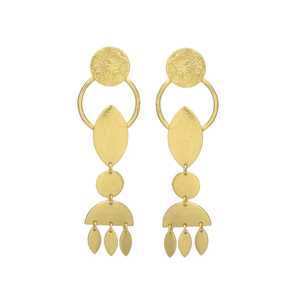 Nouvelle arrivée plaqué or boucles d'oreilles longues glands avec design d'architecture boucle d'oreille boucles d'oreilles en laiton design classique pour femmes et filles - Product Image 1