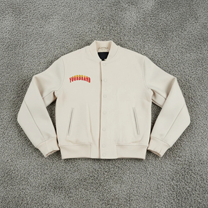 Vente en gros de veste de baseball surdimensionnée à épaules tombantes pour hommes veste d'hiver DTF personnalisée avec logo imprimé de couleur unie pour hommes - Product Image 5