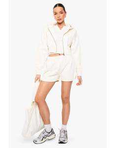 Ensemble de survêtement pour femme avec sweat à capuche zippé et pantalon de jogging imprimé en molleton, motif uni, OEM ODM - Product Image 2